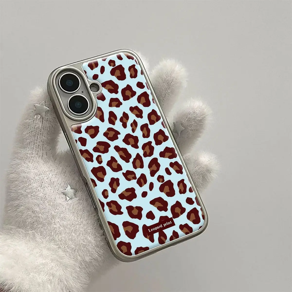 Retro Korean Blue Brown Leopard Print Electroplated Resin Cast Phone Case For Samsung S24 S26 S25 S23 Ultra Plus Edge Fe Cover