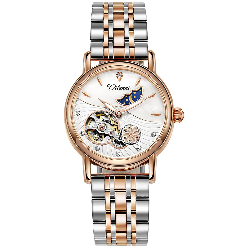 Women's Multifunction Mechanical Watch with Steel Band