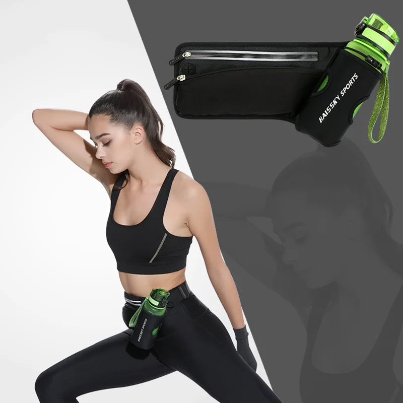 

HAISSKY Kettle Holder Large Capacity Running Sports Waist Pack Zipper Outdoor Sports Phone Cards Earphone Storage Belt Waist Bag