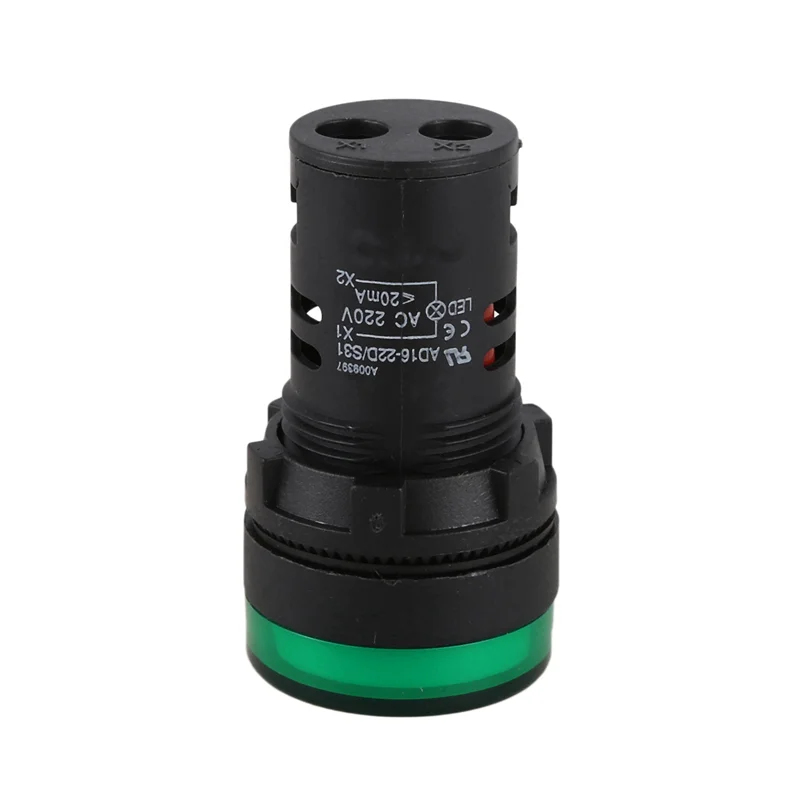

ABUP-12 Pcs AC220V Green LED Power Indicator Pilot Signal Light Lamp 22Mm Dia