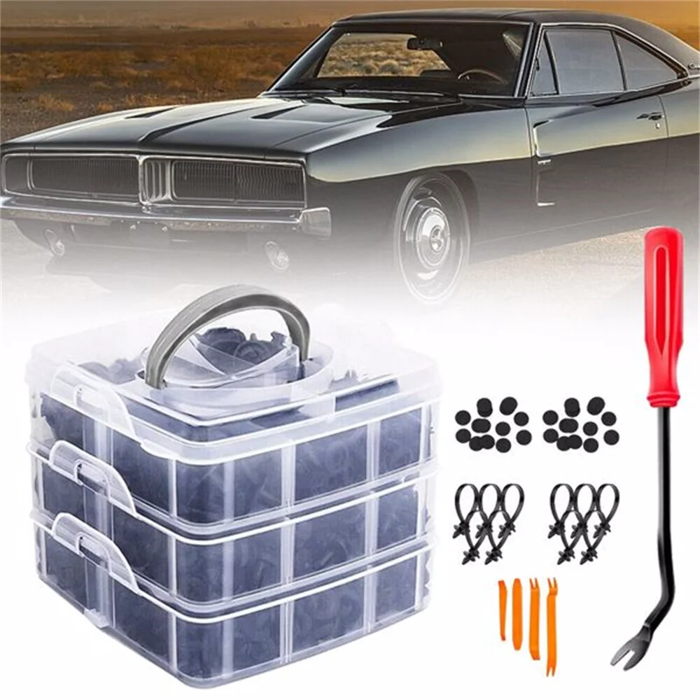 665PCS Car Body Fastener Clips Push Rivets Retainer Door Screw Panel Bumper Trim Car Retainer Clips Auto Fasteners Kit