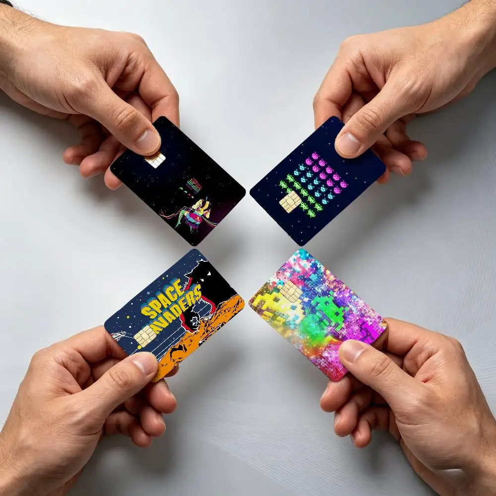 Space Invaders Retro Game Bank Debit Decorative Protection Bus Subway Credit Card Stickers