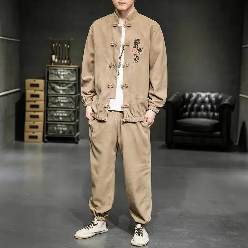 

Chinese Style Men's Jacket Long Sleeve Short Pants Casual Sportswear Spring Season No Brand Registered Trademark