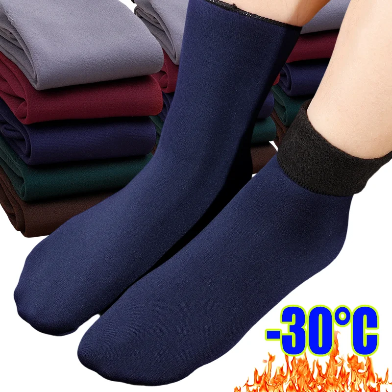 

Зимние женские термоноски с бархатной нейлоновой плюшевой флисовой подкладкой -30 ° C Теплые бесшовные утепленные снежные носки унисекс, домашние удобные