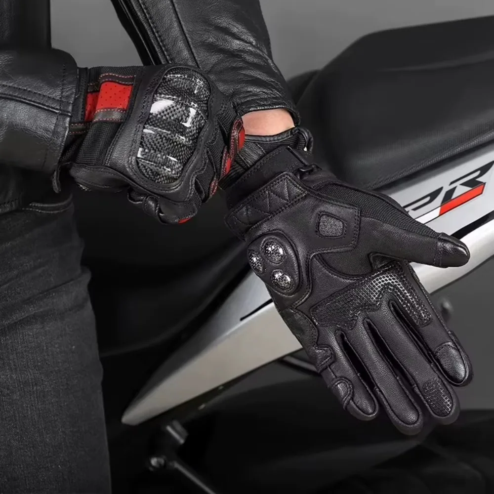 Lady Pink Motorcycle Gloves Women Goat Leather Motocross Racing Luvas Full Finger Scooter Bike Cycling Protective Gloves view 5