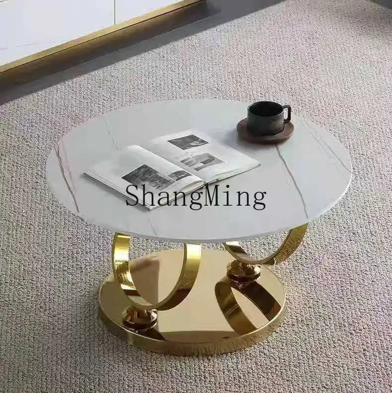 

FG Rotating Coffee Table In Stock Wholesale Light Luxury Large and Small Round Internet Celebrity Practical Coffee Table