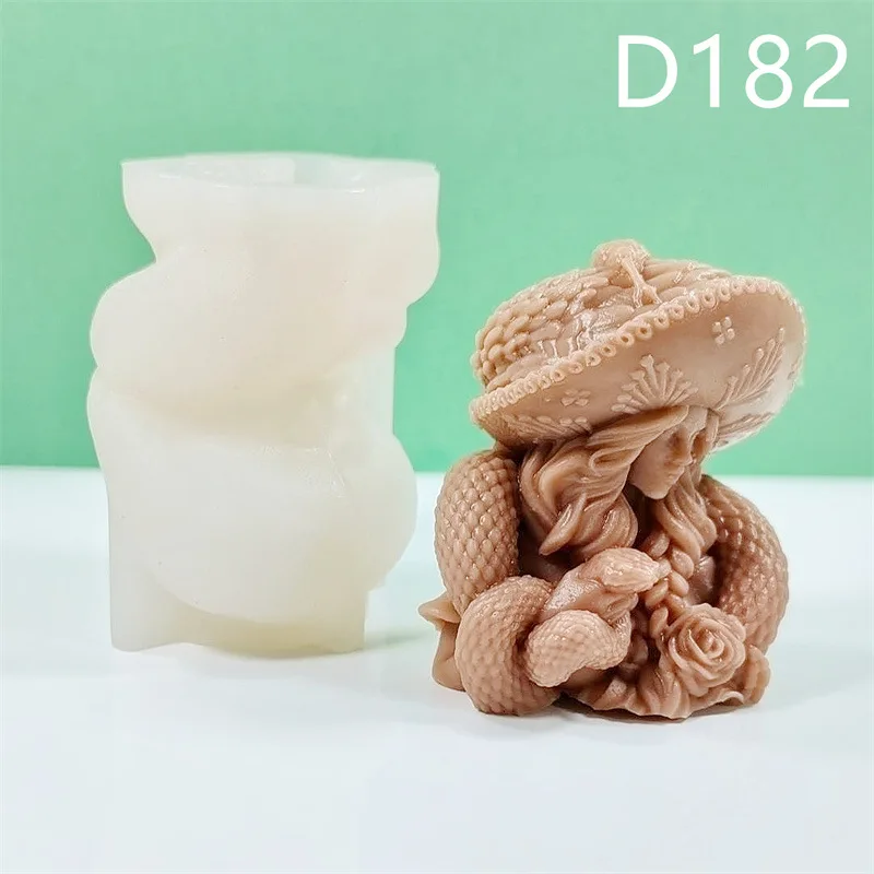 New Creative Aromatherapy Candle Silicone Mold Gypsum Dropping Resin Plate Snake Women's Decoration Three Dimensional Decoration