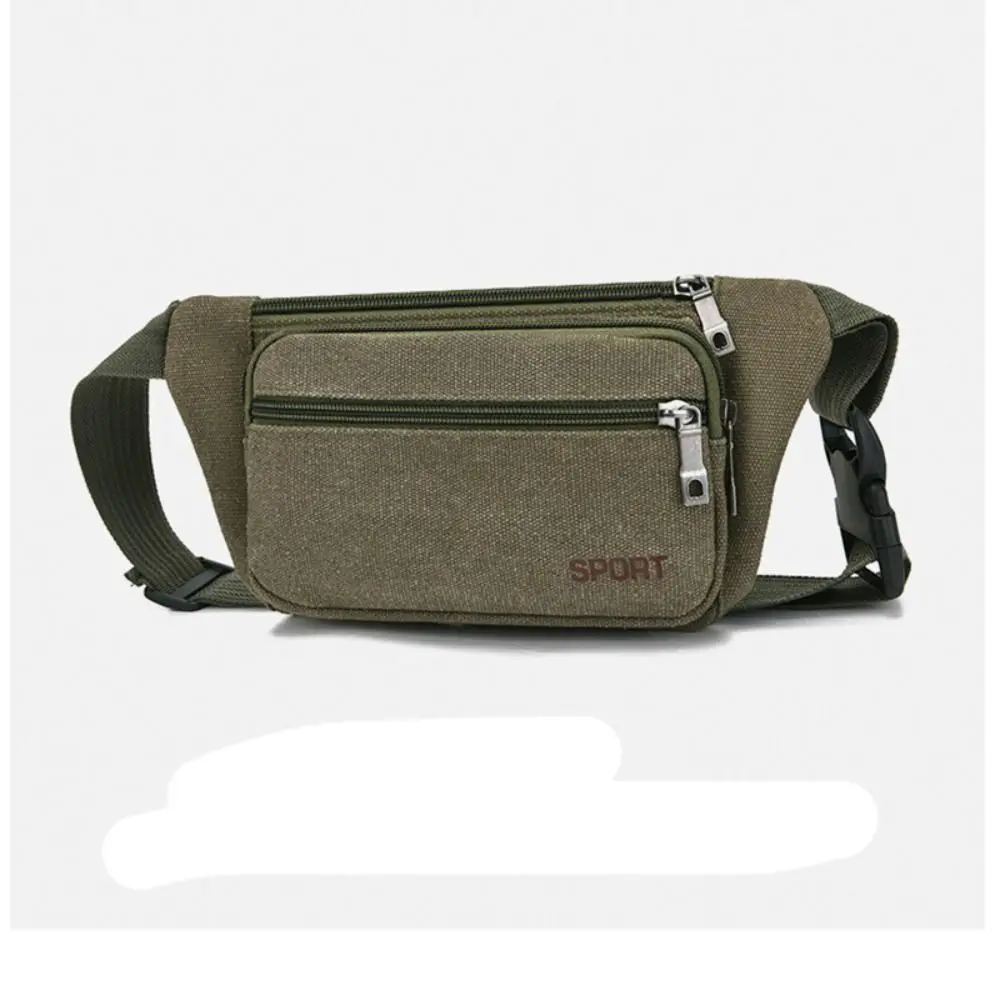 Bolsa de cintura de lona de grande capacidade para homens, bolsa de peito esportiva resistente ao desgaste, carteira de caixa comercial antifurto