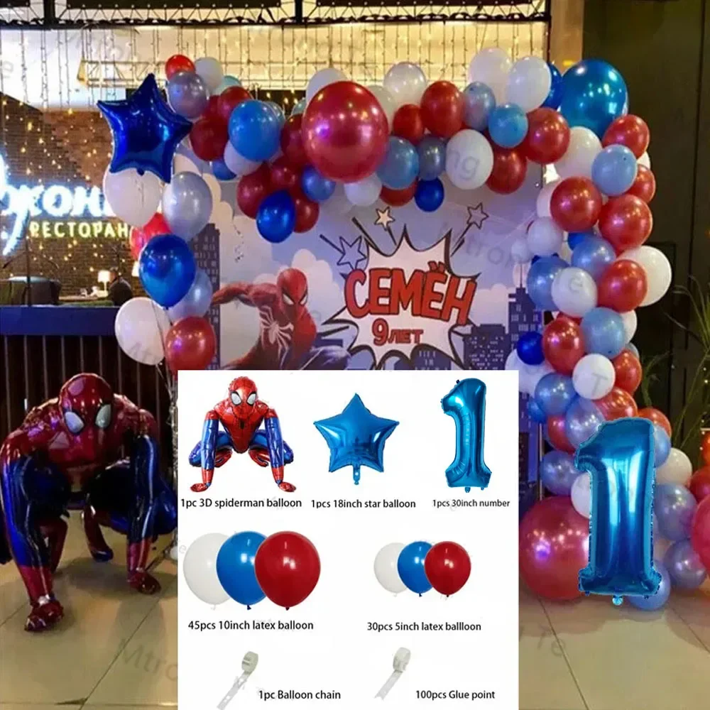 80 pezzi di numeri di palloncini Spiderman Set decorazione per feste di compleanno per bambini Spider Baby Shower regalo giocattolo gonfiabile per ragazzi
