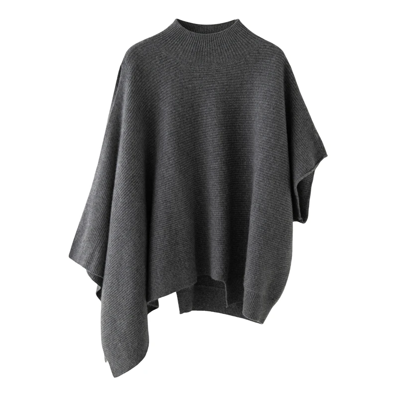 

ANGEL Women Cashmere Sweater Asymmetric vest Shawl Mock-Neck Pullover Autumn Winter 100% Cashmere Knitwear Warm Soft Simple Top