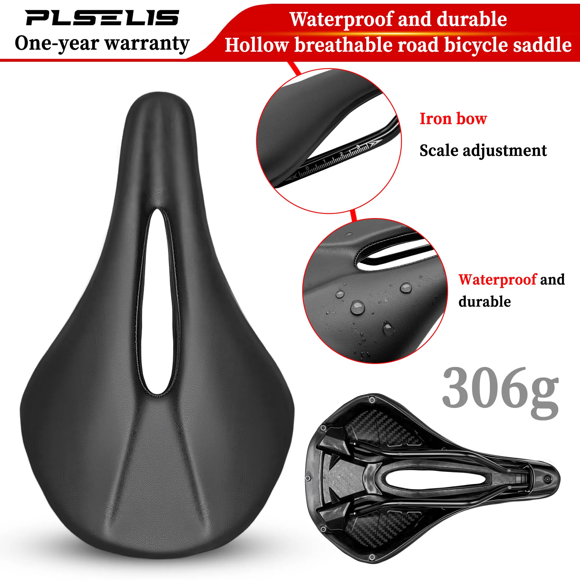 

PLSELIS soft sponge bicycle cushion 306g hollow breathable light road bicycle cushion ergonomic design riding accessories
