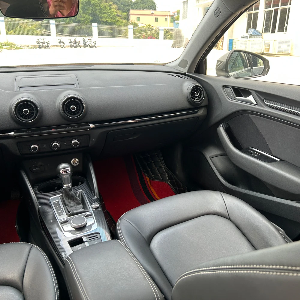 For Audi A3 8V 2013-2020 InteriorCentralControl Panel Door Handle Carbon Fiber Sticker Decals Car styling Accessorie