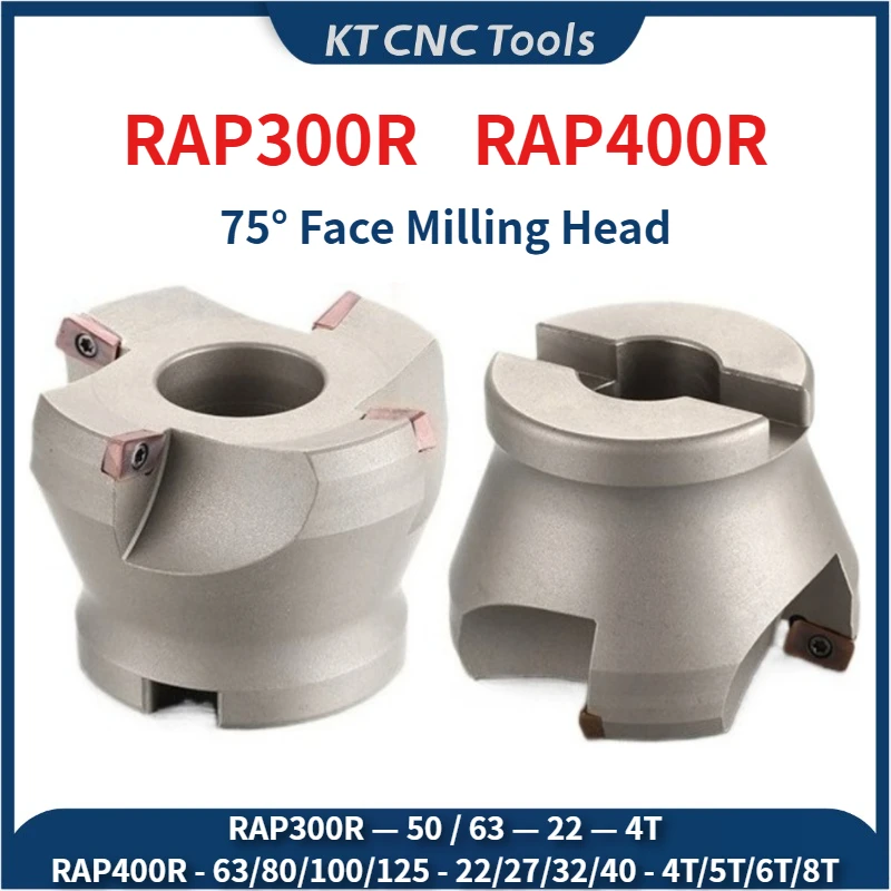 

KT CNC Face Milling Head RAP300R RAP400R 4T 5T 75 Degree Face Mill Head CNC Milling Cutter APMT1135/APMT1604 For CNC Lathe Tool