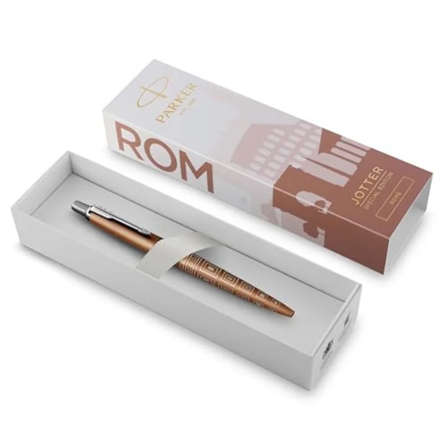 

Ручка-роллер Jotter Special Edition Rome Bronze CT со средним наконечником и синими чернилами, подарочная коробка