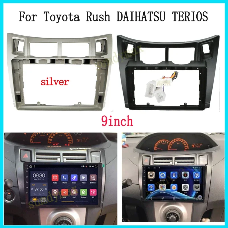 9Inch  2 Din Car Radio Fascia Frame  For Toyota Yaris Vitz Platz 2005-2011 Android Big Screen Radio Audio Frames cable