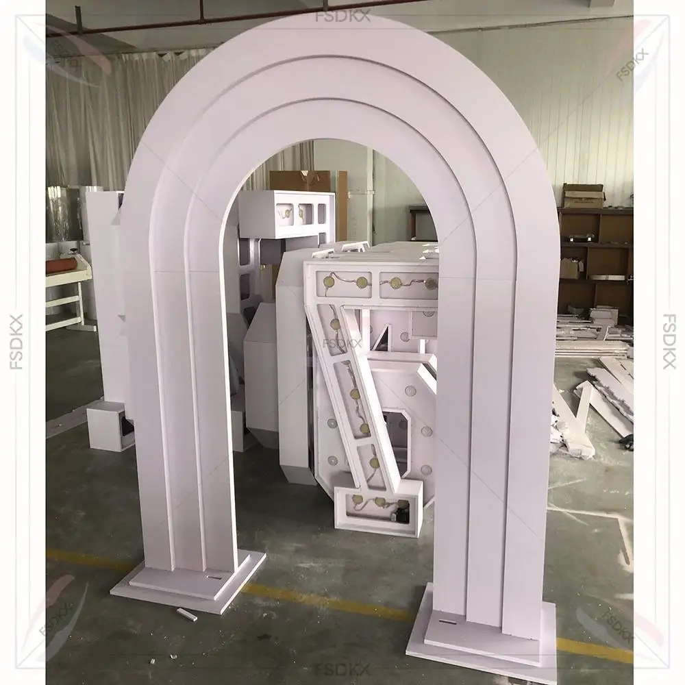 

Modern White PVC Backdrop Wedding PVC Backdrop Ripple Arch Decoration Back Wall for Events