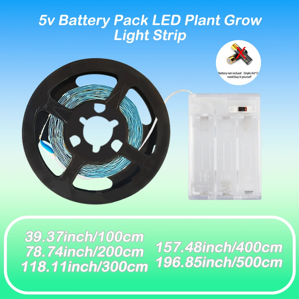 1 LED Plant Strip - Battery Pack Powered (Batteries Not Included) For Indoor Plants, Succulents and Greenhouse Horticulture