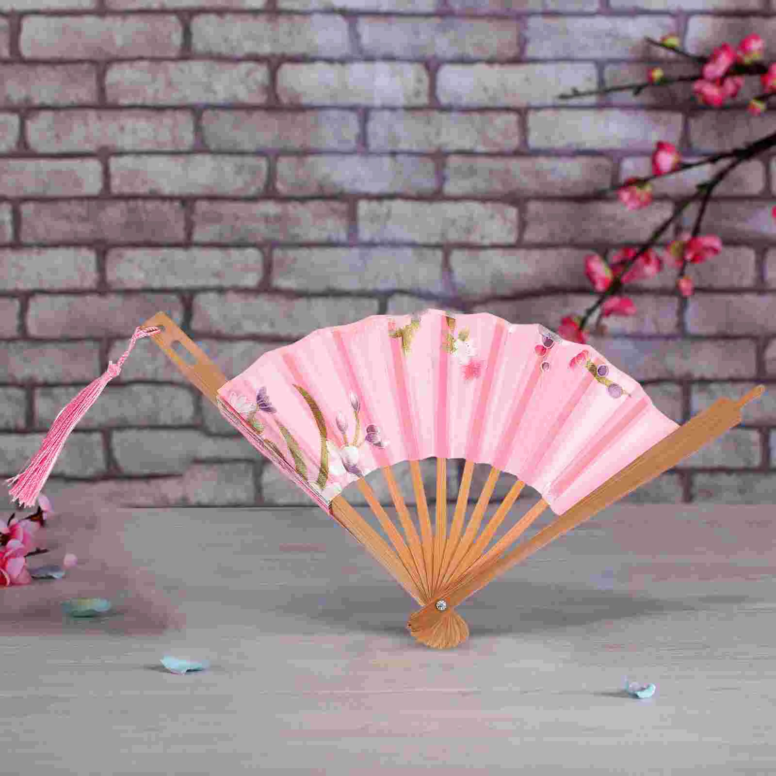 Wedding Ancient Fan Hand Held Vintage Style Handle Handheld Decorations Bamboo Foldable