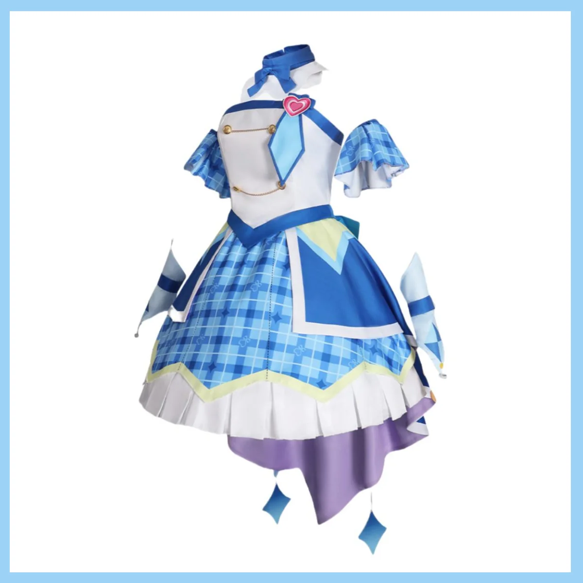 Anime You and Idol Precure Aokaze Nana Cosplay Costume Blue White Princess Dress Lolita Skirt Wig Woman Kawaii Masked Ball Suit view 4