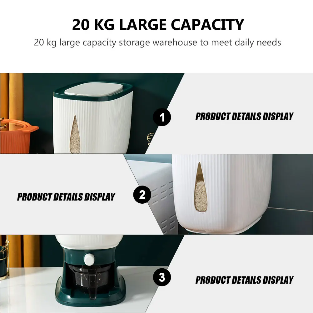 

Rice Bucket Cereal Container Grain Storage Box Home Bean Case Sealed Press Type Large Capacity PP Insect Proof Moisture Proof