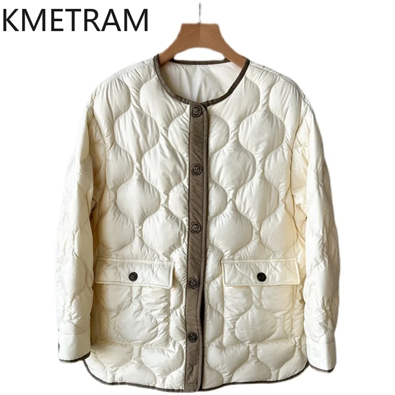 KMETRAM White Duck Down Jackets Elegant New in Outwears Fashion Puffer Jacket Winter Clothes Women 2024 Пуховик Женский Зимний