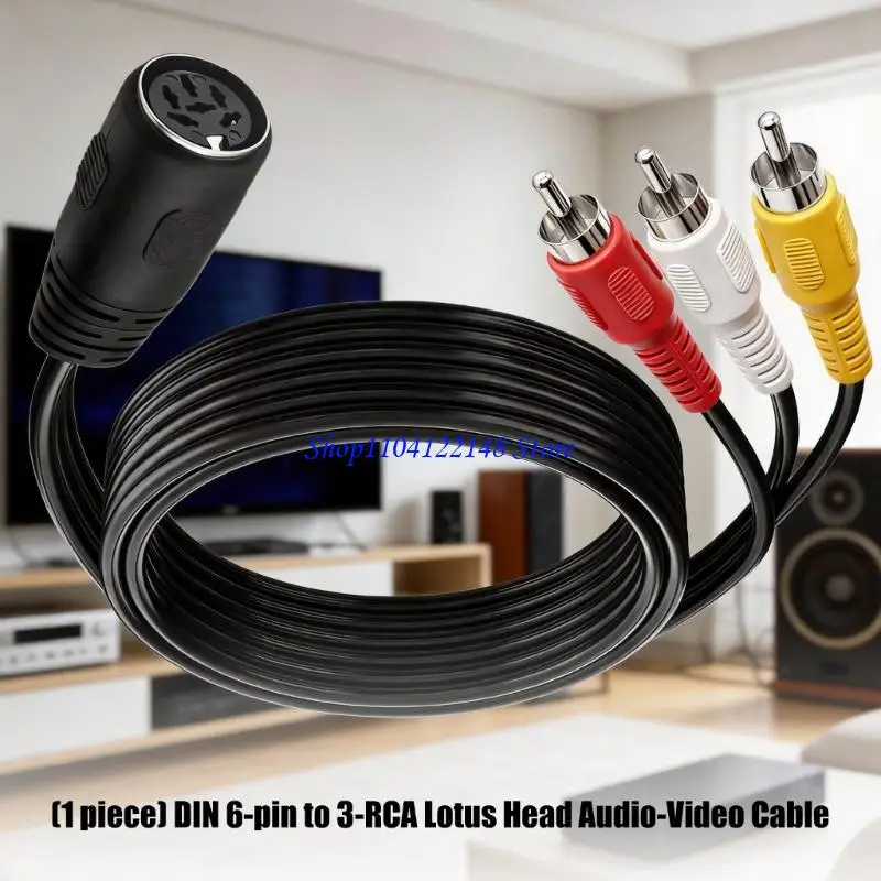 P9FA DIN 6Pin to 3RCA Cable PVC Material Sound Video Cable 50/150Cm Length Suitable for TV Player & Sound Equipment