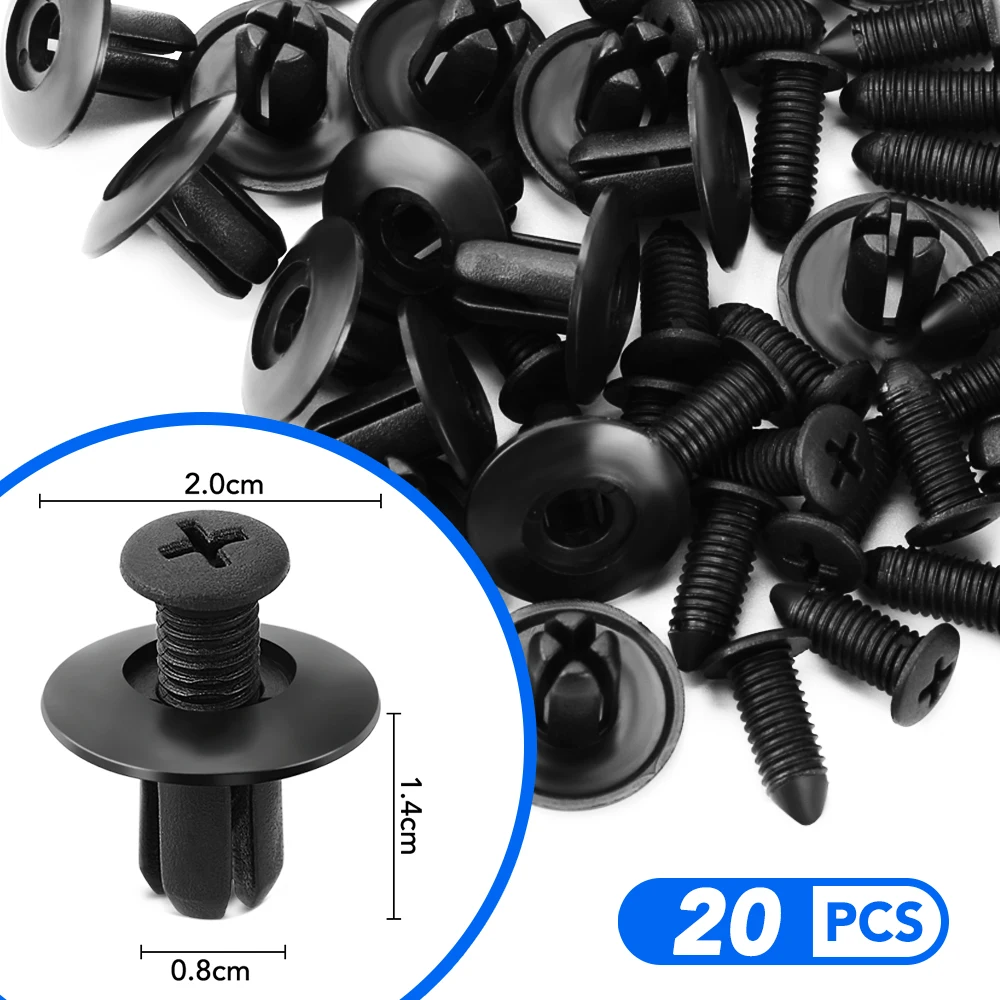 20pcs 8mm Hole Rivets Screw Car Fastener Clips For Fiat 500 Punto Bravo Croma Panda Abarth Freemont Albea Ducato