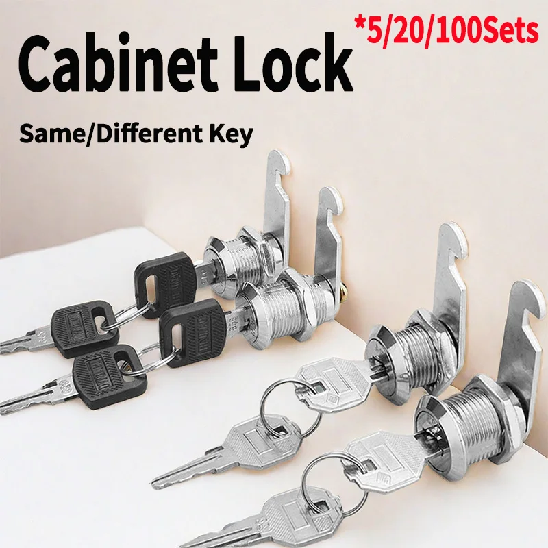 

5-Pack Two-Sided Keyed Cabinet Cam Lock Set,Secure Mailbox,File Drawer,and Compartment Locks with Cylinder Diameter 16MM to 35MM