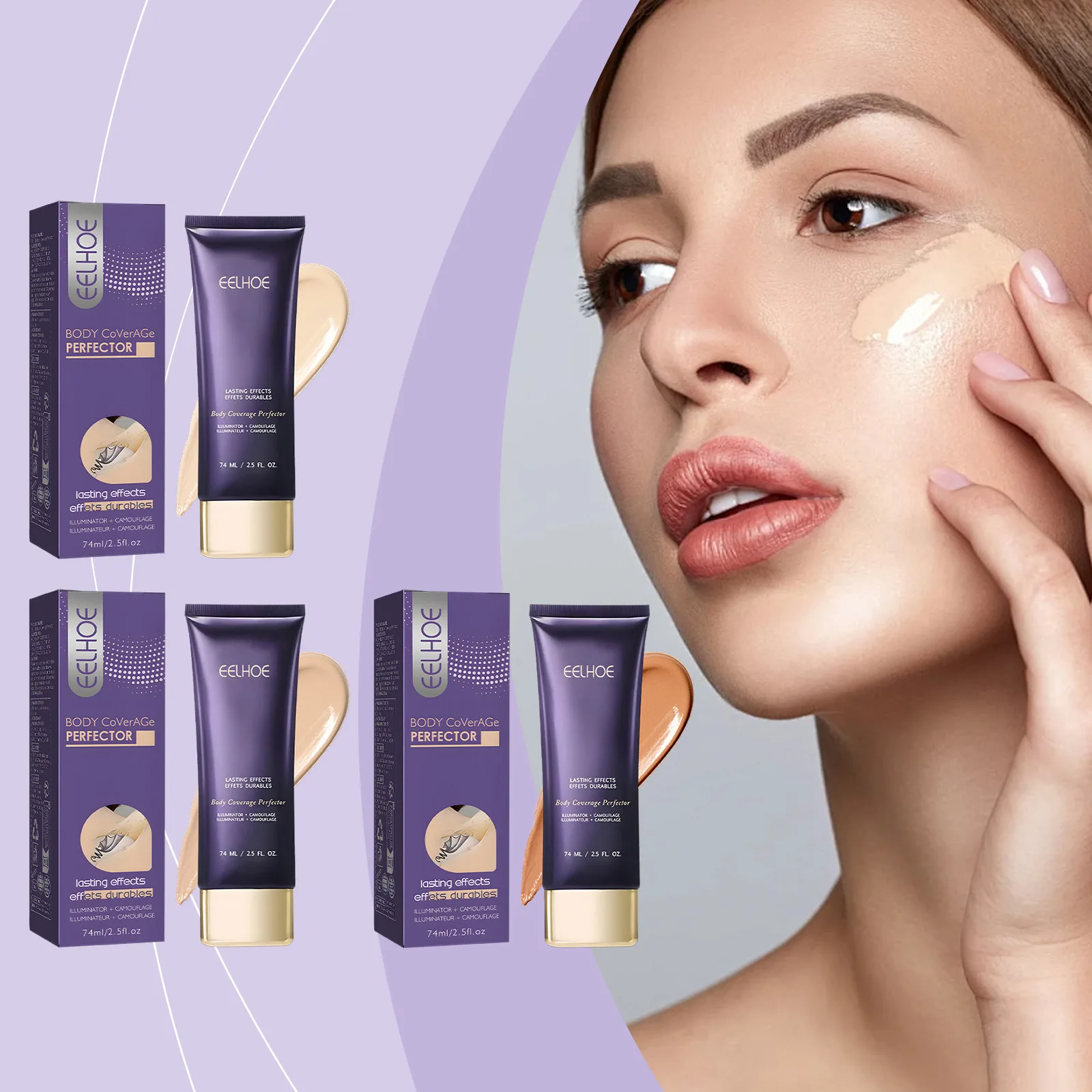 ​ EELHOE Corrector corporal maquillaje resistente al agua para cubrir tatuajes Corrector de piel perfecto cobertura de acabado Natural corrector corporal de piel 74ml