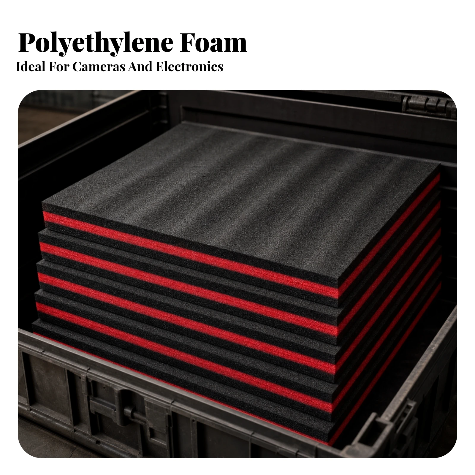Textured Foam Sheet with Black Outer Layers and Red Middle Layer High-Density Three-Layer Composite Foam Sheet Resilient