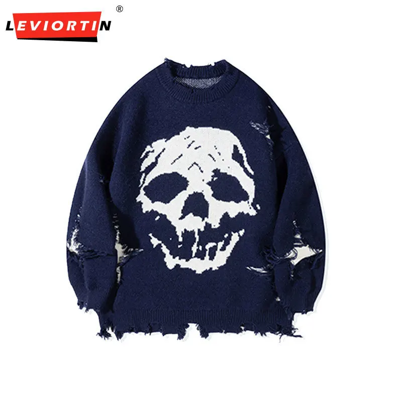 China-Chic Fashion 2024 Autumn New China-Chic Vintage Fashion Personality Skull Design Casual Sweaters for Men and Women