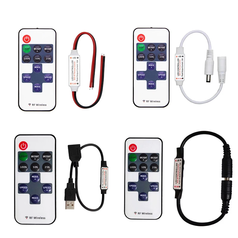 11-key Monochrome DC Mini RF Controller 5-24V Radio Frequency Lamp Strip Controller LED Dimmer