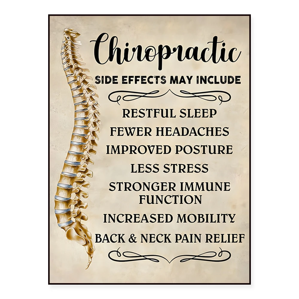 Chiropractor spinal nerve function, chiropractic side effects poster, vintage clinic wall art home decor