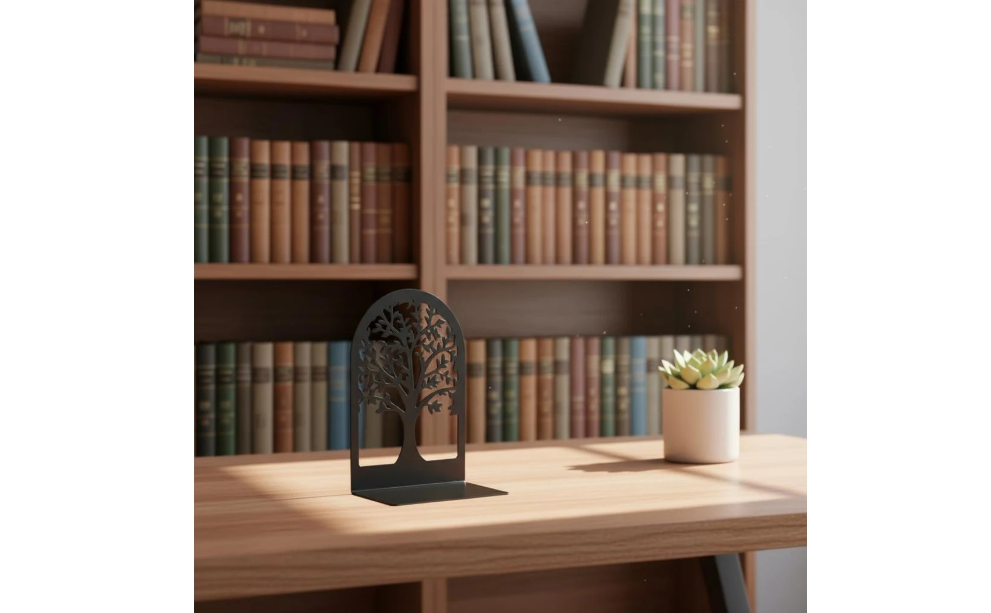 Metal Bookend Pair Matte Finish Metal Bookends Tree Bookends Sturdy