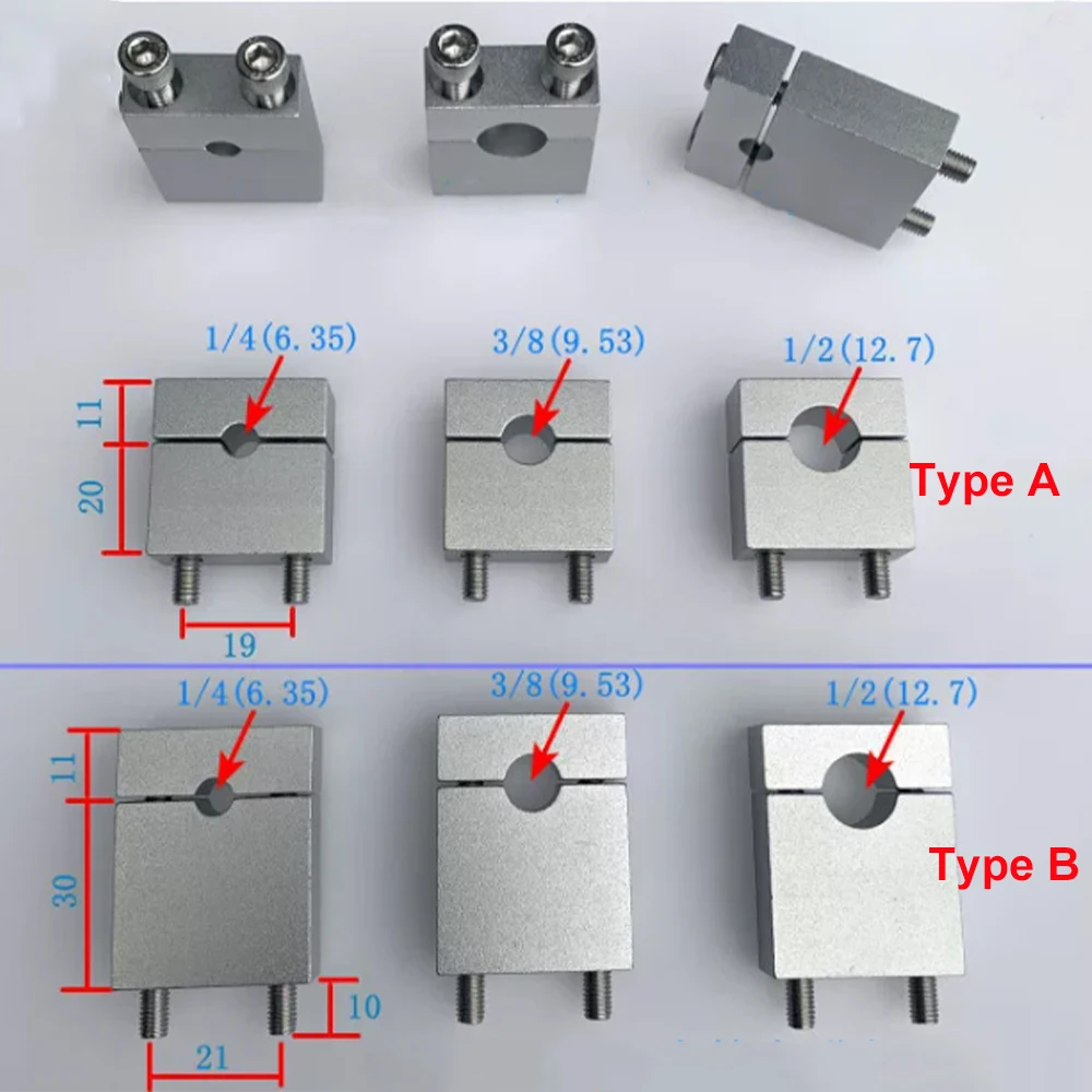 Split‑type Aluminum Alloy Tube Clamp 1/2 1/4 3/4 3/8 Carbon Fiber Pipe Mount Bracket With Screws Multi‑Rotor Drone Parts