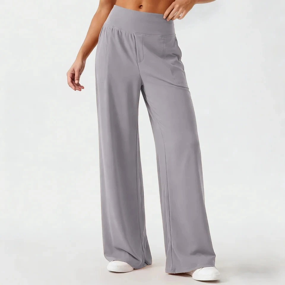 

Women's Elegant Wide Leg Trousers High Waist Flowy Palazzo Pants Casual Streetwear Office Daily Bottoms Solid Sports Pants