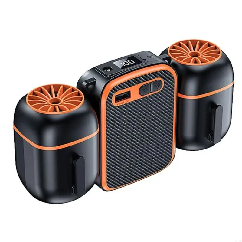 屋外ウエストファン充電式冷却ファン10000MAHクリップファンプラスチックテクスチャー旅行キャンプ釣りに適しています