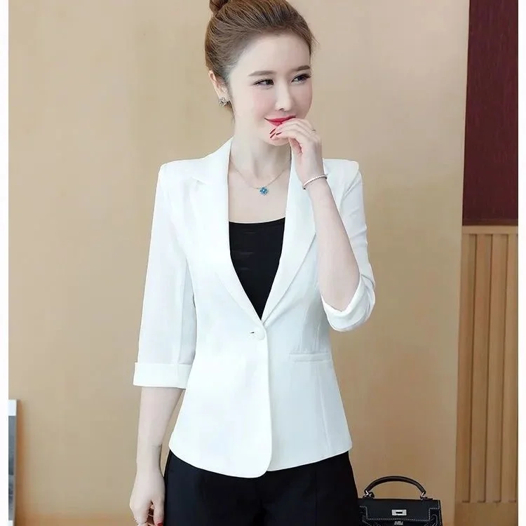 بدلة صيفية بيضاء جديدة Jaet للسيدات رفيعة غير رسمية احترافية مقاس متوسط صغير سبعة Sve West Women