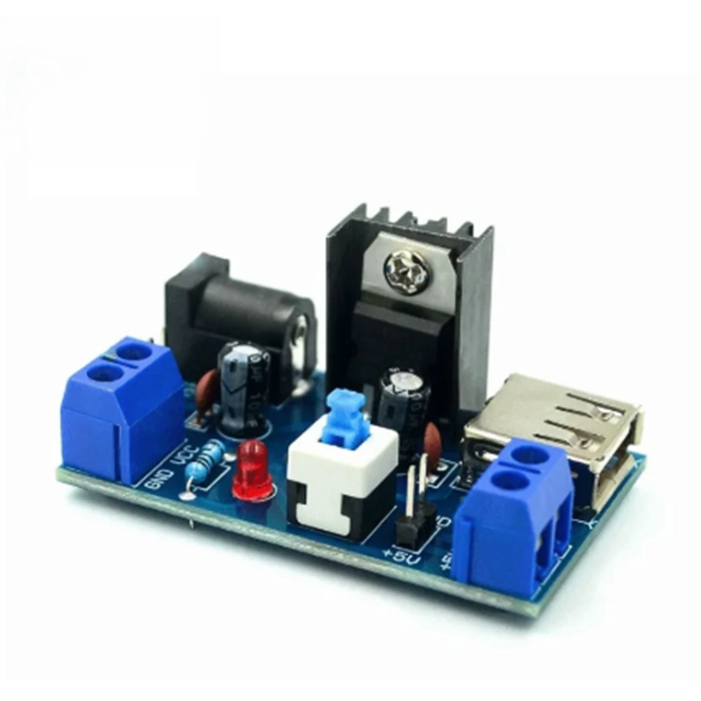 

7805/7812CV Voltage Regulator Module 7-15V to 5V (9V/12V Compatible) with Heat Sink & Switch