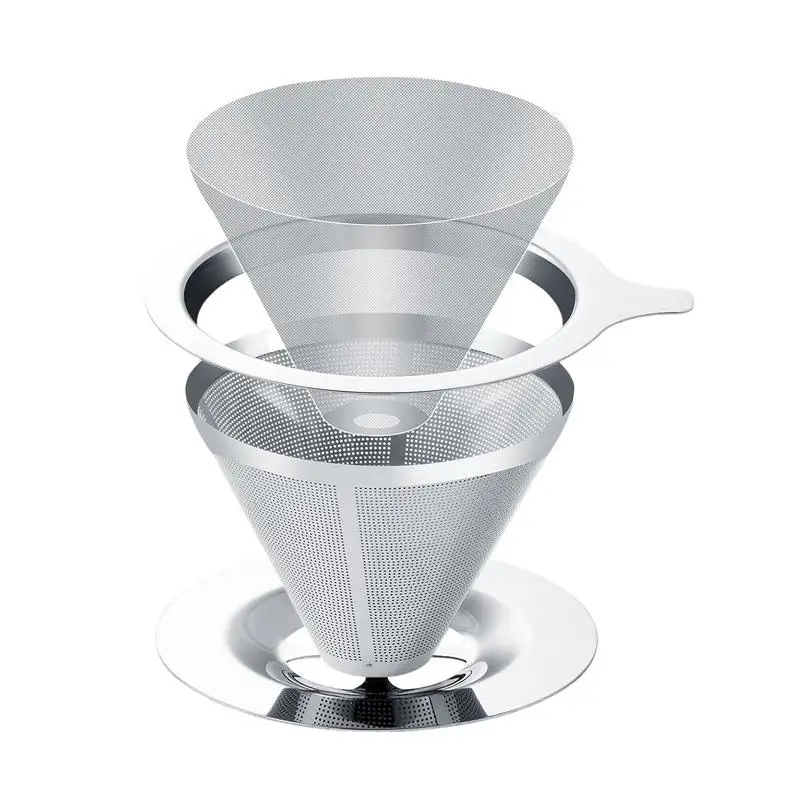 

Paperless Reusable Coffee Filter Portable Stainless Steel Coffee Dripper Slow-Drip Cone Maker for Rust-Proof Kitchen Brewing