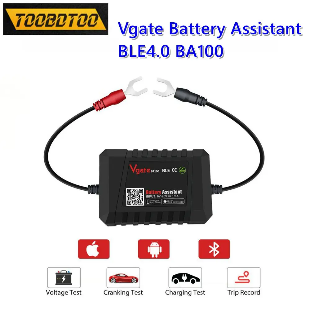 

BlueTooth 4.0 Wireless Diagnositic Analyzer Monitor for Android&IOS Vgate BA100 Car Battery Tester Battery Assistant 6~20V