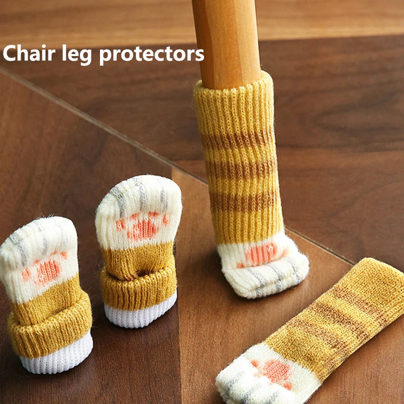 4pcs Chair and table leg covers, foot pads, wear-resistant and anti-collision pads protect the floor and reduce noise