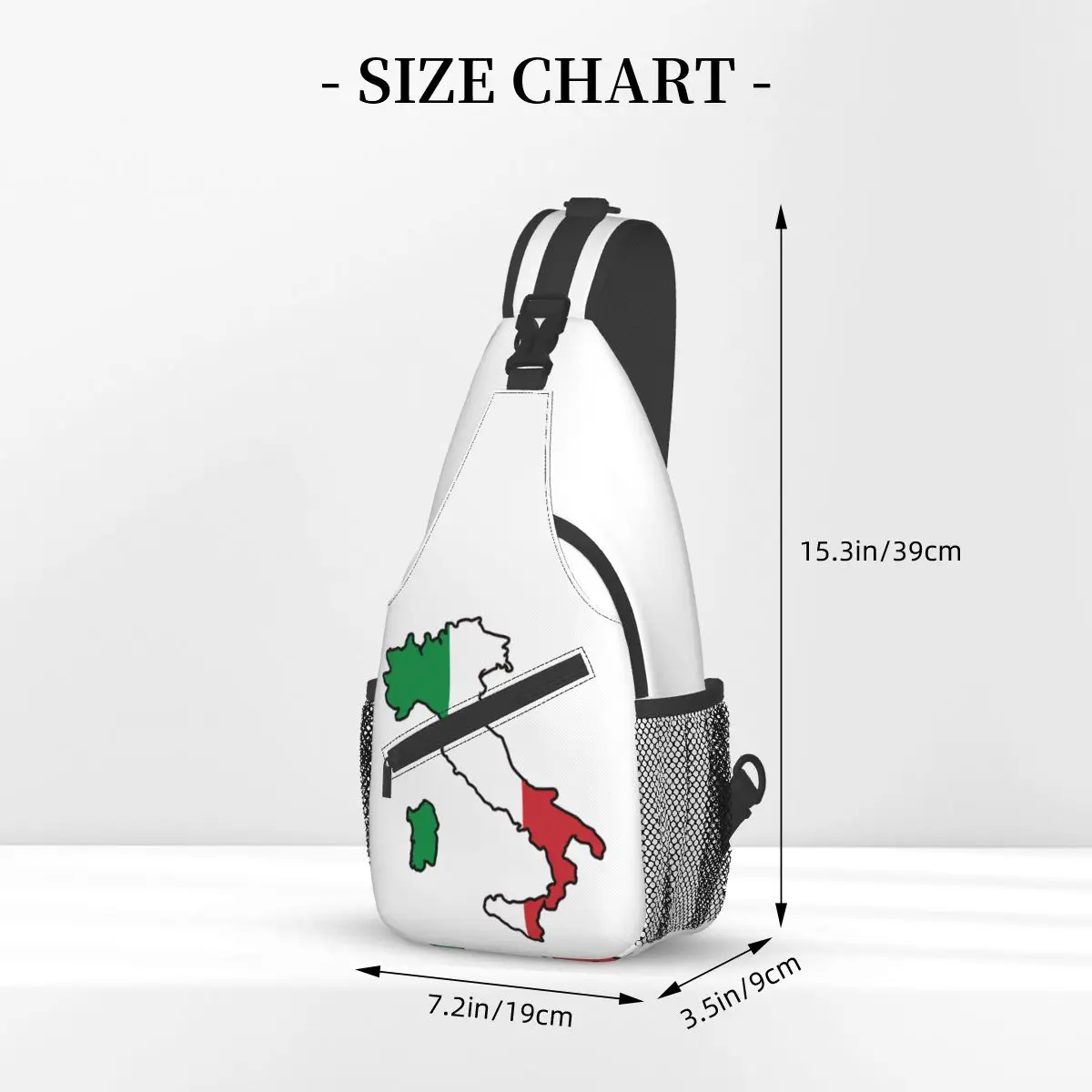이탈리아 국기 크로스 바디 슬링 가방, 작은 가슴 가방, 어깨 배낭, 하이킹 야외 스포츠 배낭