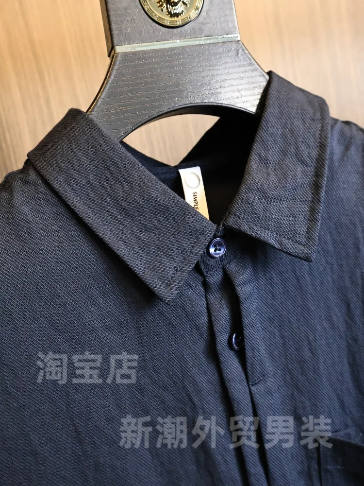 LCelulose Blend Long Sleeve Shirt Men's Pure Color Comfortable Breathable Stand Collar Fashion Urban Style Autumn Shirt