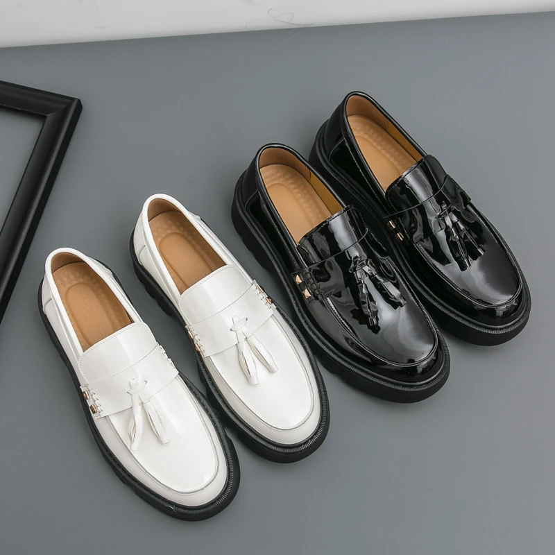 Scarpe, scarpe in pelle, velcro da uomo, testa tonda, traspiranti, business, casual, formali, pelle bovina, persone di mezza età e anziane, scarpe di papà