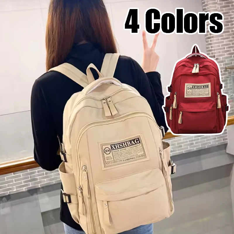 

Практичный нейлоновый школьный рюкзак для девочек: вместительный, с отделением для ноутбука, в простом стиле, идеально подходит для ежедневного использования в кампусе