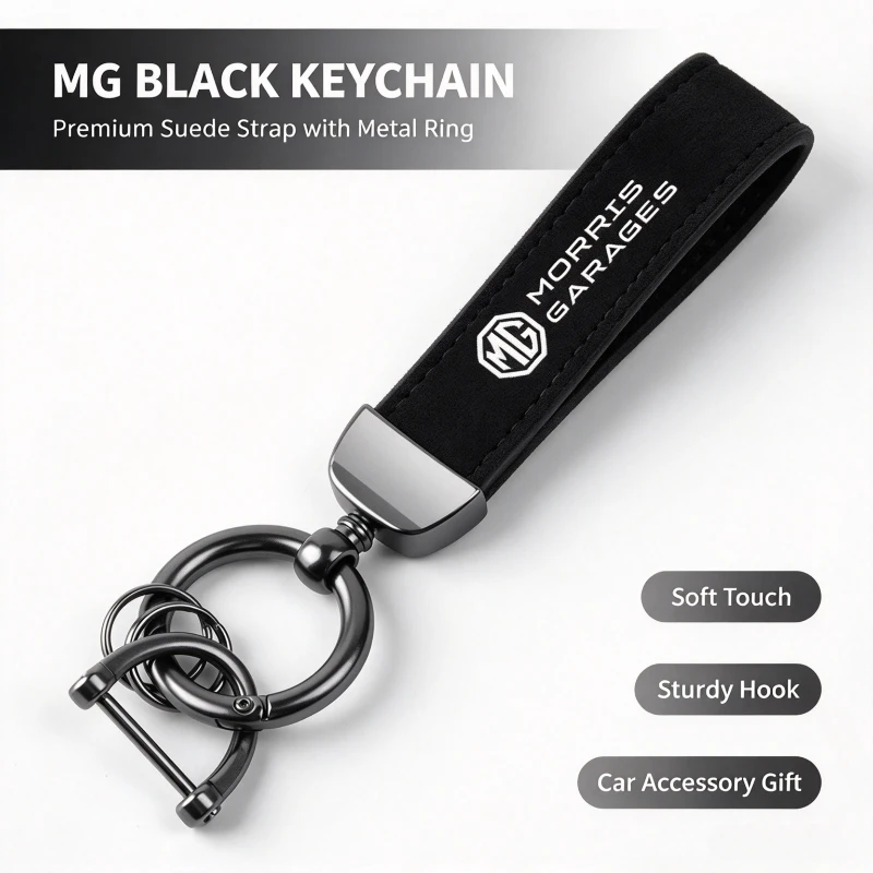 Car Suede Key Strap Heavy Duty Metal Buckle Clip Anti Lost Car Key Fob For MG ZS MG4 EV MG HS MG3 MG5 EV Marvel R MG ONE