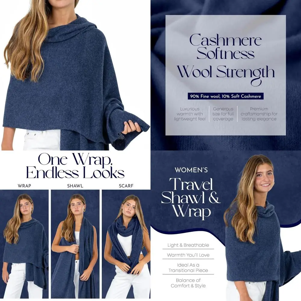 

Luxury Cashmere Blend Shawl, Knitted Wrap & Pashmina Stole, All-Season Women's Scarf
