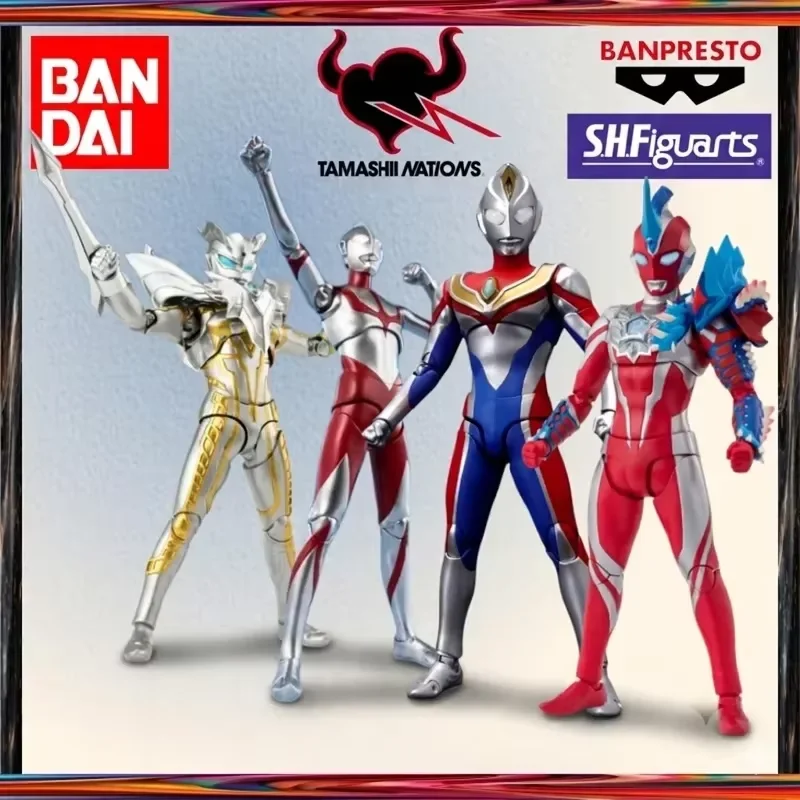 Genuine 100%Bandai Original SHFiguarts SHF Ultraman Ultraman Omega Dyna Zero Action Figure Model Doll Collectible Ornaments