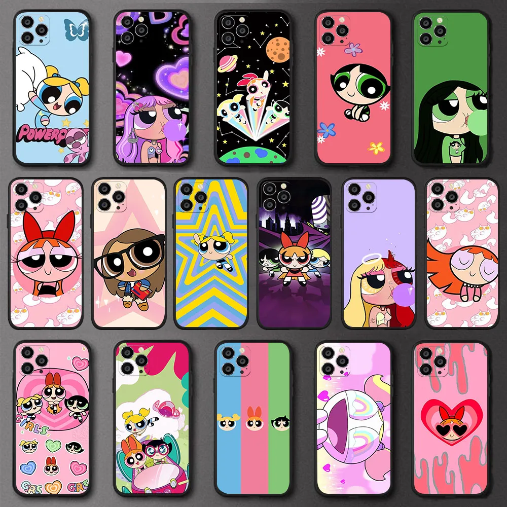 HM-62 Super Powerpuff Girls Silicone Case For iPhone XR 7 8 11 13 14 Mini Plus Pro Max